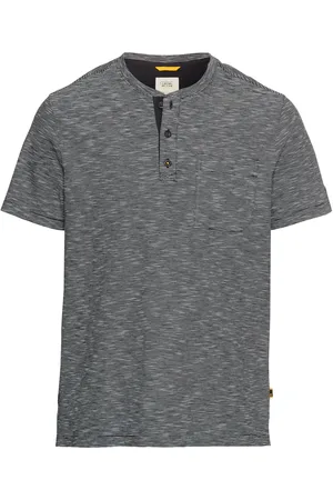 Camel Active Duże Rozmiary - - T-shirt z dekoltem na guziki, w drobne prążki