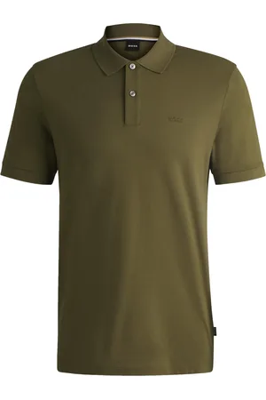 HUGO BOSS Duże Rozmiary - - Koszulka polo z piki z wyhaftowanym napisem marki