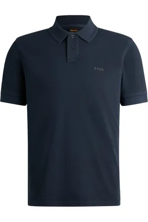 HUGO BOSS Duże Rozmiary - - Koszulka polo z gumowanym napisem z logo