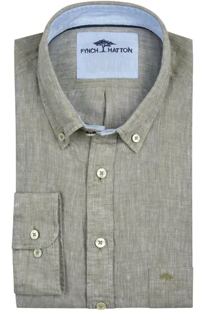 Fynch-Hatton Duże Rozmiary - - Koszula lniana z kołnierzykiem button down
