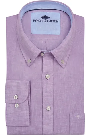 Fynch-Hatton Duże Rozmiary - - Koszula lniana z kołnierzykiem button down
