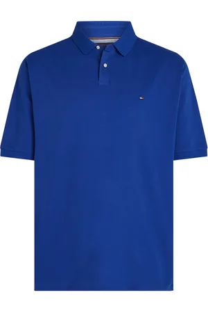 Tommy Hilfiger Duże Rozmiary - - Jednokolorowa koszulka polo z piki z małym haftem z logo