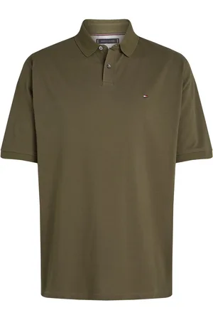 Tommy Hilfiger Duże Rozmiary - - Jednokolorowa koszulka polo z piki z małym haftem z logo