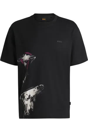HUGO BOSS Duże Rozmiary - - T-shirt z bawełny z nadrukiem