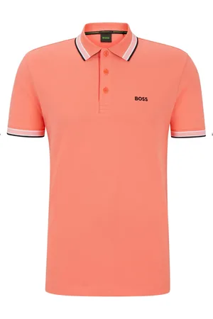 HUGO BOSS Duże Rozmiary - - Koszulka polo z piki z akcentami w paski i wyhaftowanym logo
