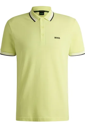 HUGO BOSS Duże Rozmiary - - Koszulka polo z piki z akcentami w paski i wyhaftowanym logo