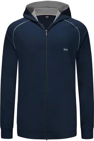 HUGO BOSS Duże Rozmiary - - Lekki domowy kardigan z kapturem i wyhaftowanym logo
