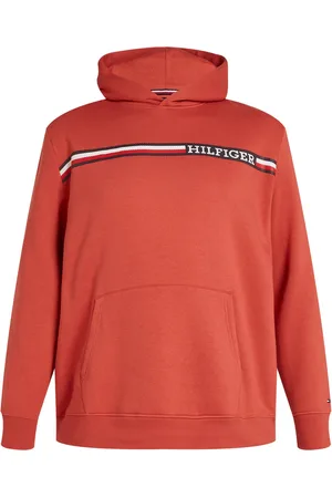 Tommy Hilfiger Duże Rozmiary - - Miękka bluza z kapturem z typowymi dla marki paskami