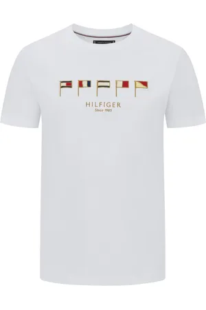 Tommy Hilfiger Duże Rozmiary - - T-shirt z bawełny z wyhaftowanymi flagami
