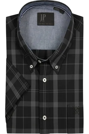 JP 1880 Duże Rozmiary - - Koszula z krótkim rękawem w kratkę ze zdobieniami, modern fit