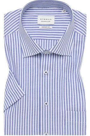 ETERNA Duże Rozmiary - - Koszula z krótkim rękawem z bawełny w paski, comfort fit