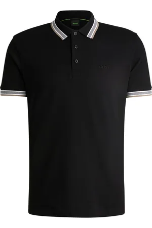 HUGO BOSS Duże Rozmiary - - Koszulka polo z piki z akcentami w paski i wyhaftowanym logo