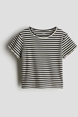 H&M Top z dżerseju w prążki