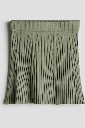 H&M Trapezowa spódnica z dzianiny w prążki