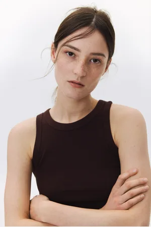 H&M Prążkowany top bez rękawów