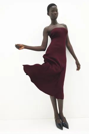 H&M Sukienka bandeau z dzianiny w prążki