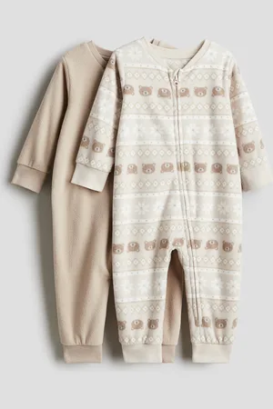 H&M Polarowa piżama jednoczęściowa z suwakiem 2-pak