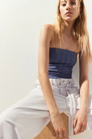 H&M Top bandeau z dzianiny w prążki