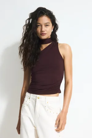 H&M Drapowany top na jedno ramię
