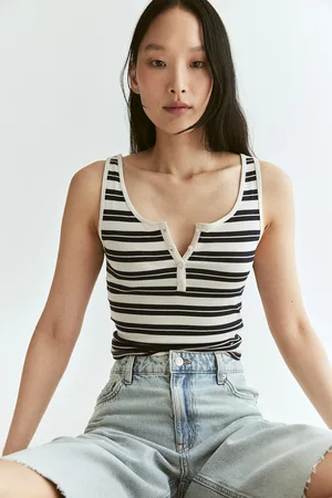 H&M Prążkowany top bez rękawów