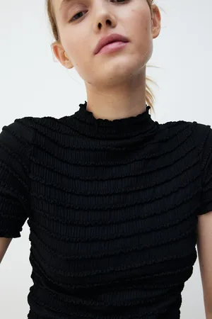 H&M Marszczony top z owerlokiem