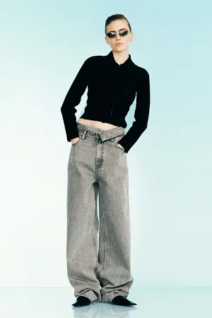 H&M Rozpinany top z dzianiny w prążki