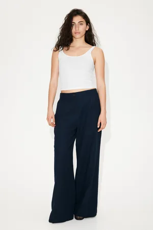 H&M Szerokie spodnie z domieszką lnu
