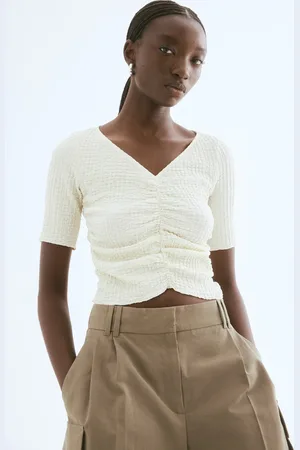 H&M Drapowany top w strukturalny splot