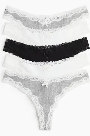 H&M Figi brazilian z bawełny i koronki 5-pak