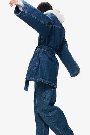 H&M Kurtka dżinsowa z wiązanym paskiem