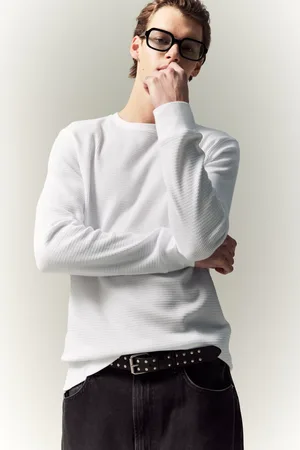 H&M Top z waflowego dżerseju Slim Fit