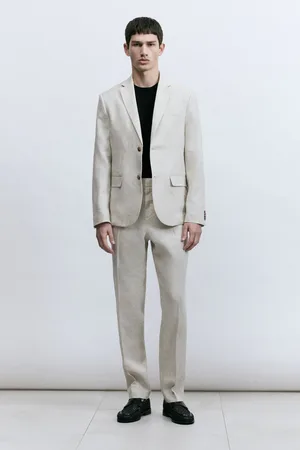 H&M Lniane spodnie garniturowe Slim Fit