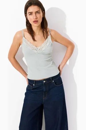 H&M Top na ramiączkach zdobiony koronką