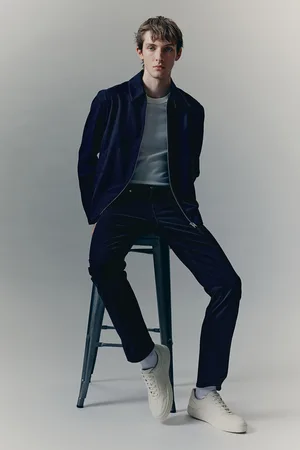 H&M Spodnie z bawełnianego diagonalu Slim Fit