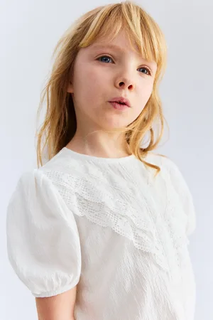 H&M Bawełniana bluzka z koronką