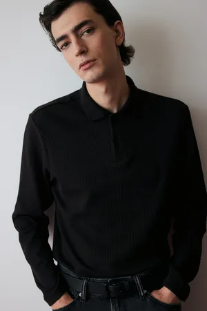 H&M Prążkowany top polo Regular Fit