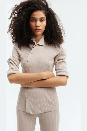 H&M Rozpinany top z dzianiny w prążki