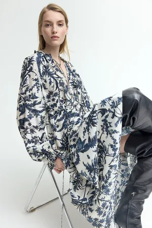 H&M Sukienka z falbankowym kołnierzem