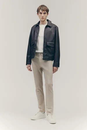 H&M Spodnie z bawełnianego diagonalu Slim Fit