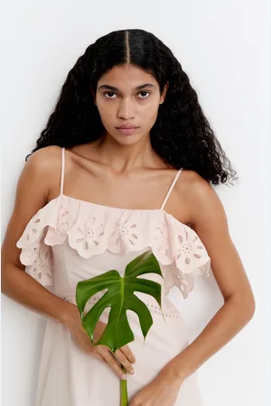 H&M Bawełniana sukienka z haftem angielskim
