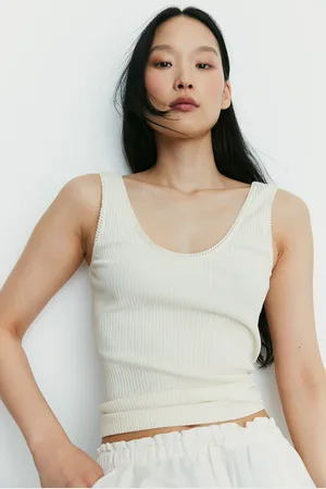 H&M Prążkowany top bez rękawów