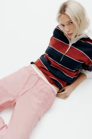 H&M Popelinowe spodnie z dwuwarstwowym pasem