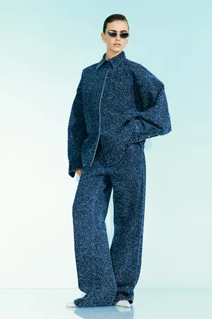 H&M Szerokie dżinsy z denimu bouclé