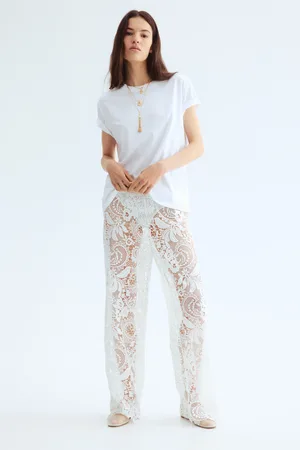 H&M Szerokie koronkowe spodnie