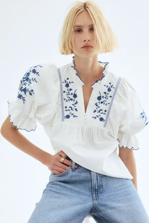 H&M Bawełniana bluzka z haftem