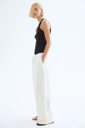 H&M Straight linen-blend trousers