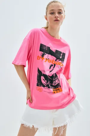 H&M T-shirt oversize z nadrukiem