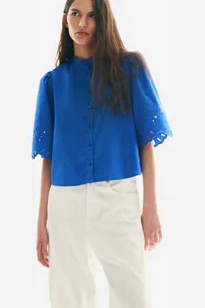 H&M Bawełniana bluzka z bufiastym rękawem