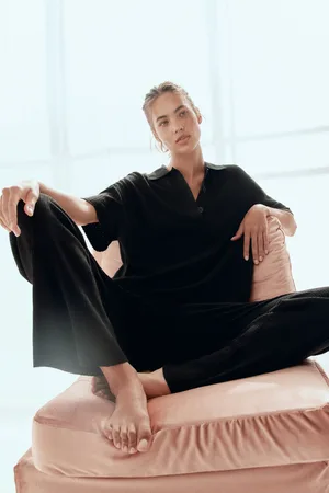 H&M Top polo z ażurowej dzianiny