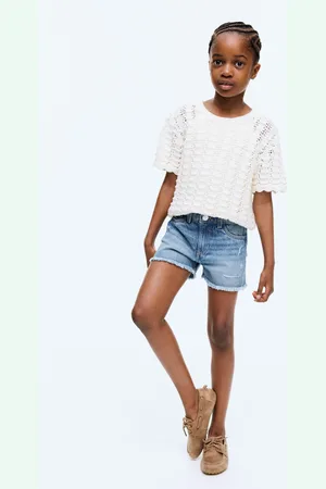 H&M Dżinsowe szorty z postrzępionymi brzegami
